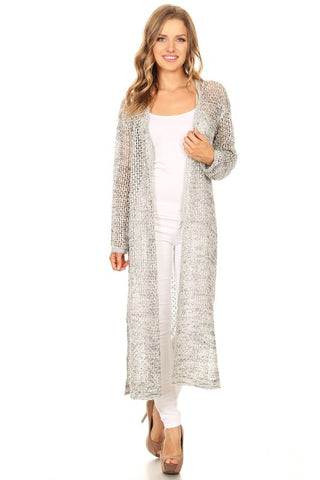 Open Knit Long Body Cardigan