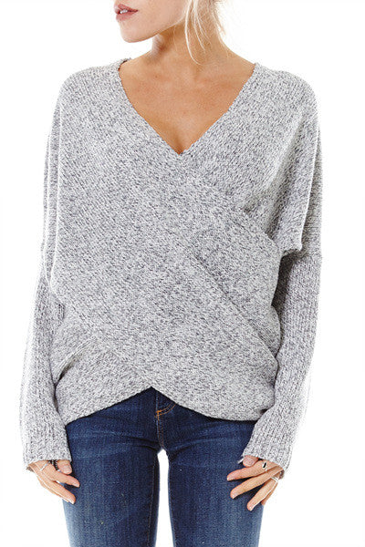 Gray Drape Knit Sweater