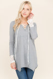 Waffle Hoodie with Lace Cuff