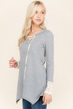 Waffle Hoodie with Lace Cuff