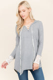 Waffle Hoodie with Lace Cuff