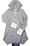 Waffle Hoodie with Lace Cuff