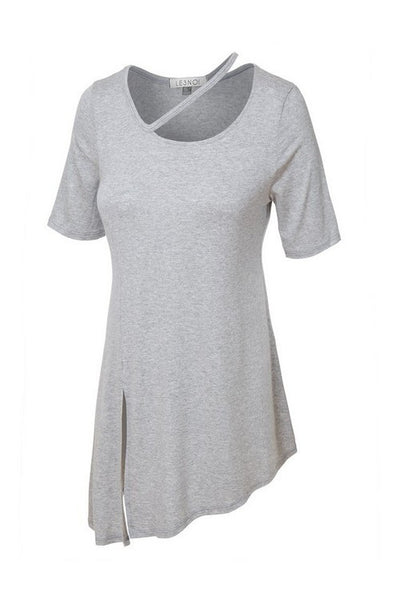Heather Gray Cutout Neckline Tunic Top