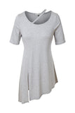 Heather Gray Cutout Neckline Tunic Top