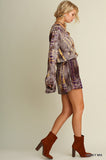 Tie Dye Print Romper with V Neck Line