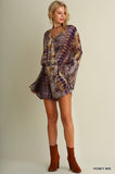 Tie Dye Print Romper with V Neck Line