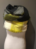 Plaid dark gray yellow and white blanket scarf