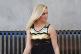 Black Sequin Chevron Midi Dress