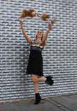 Black Sequin Chevron Midi Dress
