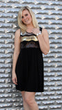 Black Sequin Chevron Midi Dress