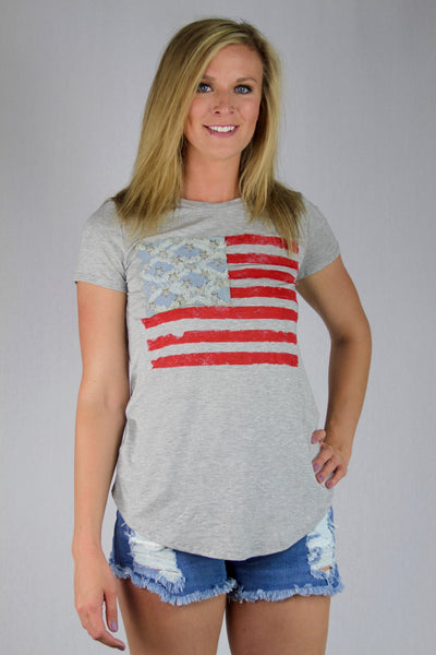 Gray American Flag T-Shirt