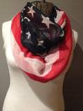 American Flag patriotic Red White and Blue Stars and Stripes infinity circle loop or eternity scarf