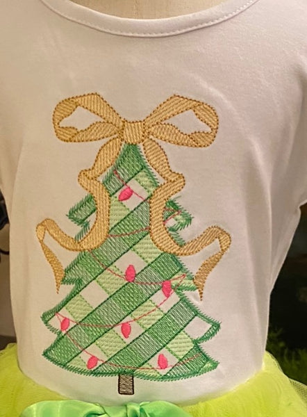 Christmas Tree Shirt for girls, Christmas Tree Embroidery Shirt for girl, Embroidery Tree Top, Winter shirt girls, customizable
