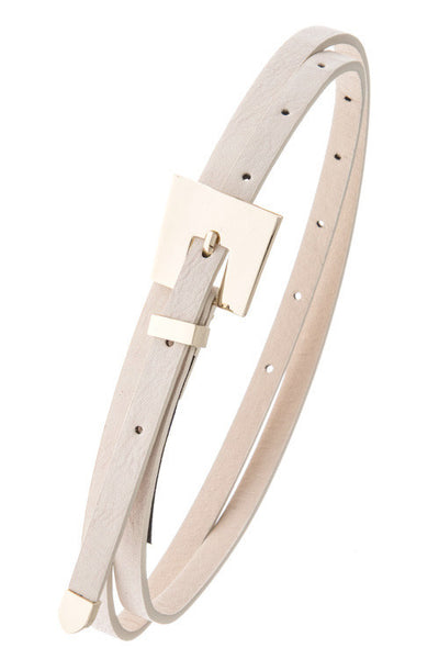 Slim Ivory Metal Buckle Belt