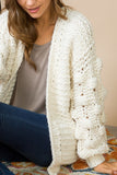 Bubble Sleeve Cardigan Sweater