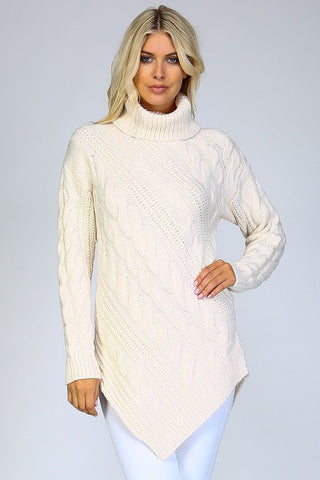 Chunky Knit Pointed Turtleneck Sweater