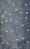 Denim Hip Length Buttoned Embellished Jacket