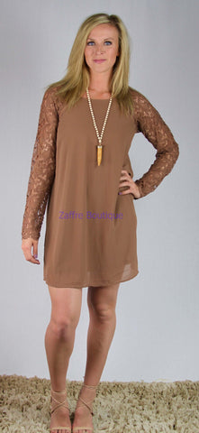 Lace Sleeve Midi Dress