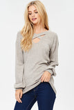 Long Sleeve Scoop Neck Criss Cross Top