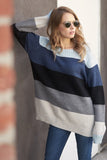 Long Sleeve Color-block Striped Sweater