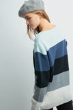 Long Sleeve Color-block Striped Sweater