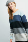 Long Sleeve Color-block Striped Sweater