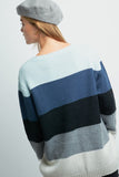 Long Sleeve Color-block Striped Sweater