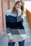 Long Sleeve Color-block Striped Sweater