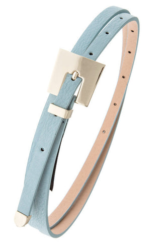 Slim Light Blue Metal Buckle Belt