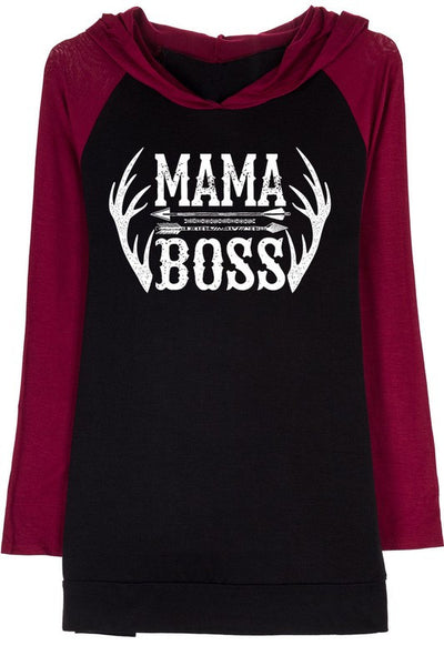 Mama Boss Hoodie Tunic Top