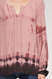 Split Neck Tie Dye Blouse