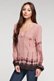 Split Neck Tie Dye Blouse