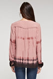 Split Neck Tie Dye Blouse