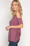Short Sleeve Cold Shoulder Criss Cross Top