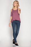Short Sleeve Cold Shoulder Criss Cross Top