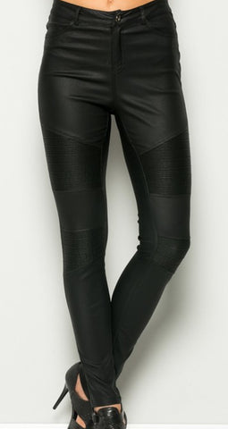 Black Moto Metallic Pants