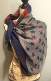 Navy, Deep Red and Gray American Flag Patriotic Scarf