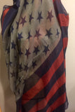 Navy, Deep Red and Gray American Flag Patriotic Scarf