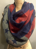 Navy, Deep Red and Gray American Flag Patriotic Scarf