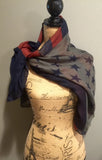 Navy, Deep Red and Gray American Flag Patriotic Scarf