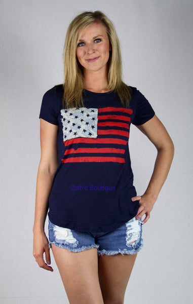 Navy American Flag T-Shirt
