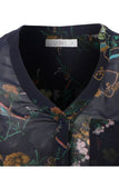 Womens Roll Up Long Sleeve Floral Print Chiffon Blouse Top