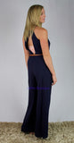 Navy Halter Jumpsuit Wide Leg