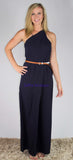Navy Halter Jumpsuit Wide Leg