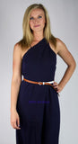 Navy Halter Jumpsuit Wide Leg