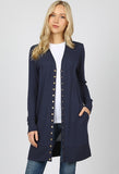 Navy Long Snap Cardigan