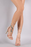 Nude Lace Up Patent Heels