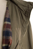 Military Cargo Jacket With Plaid Lined