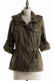Military Cargo Jacket With Plaid Lined