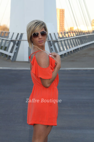 Open Shoulder Burnt Orange Romper